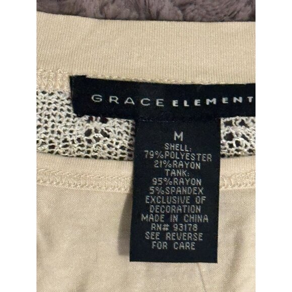 Grace Elements Beige Knit Top With Inner Tank M - Picture 2 of 6